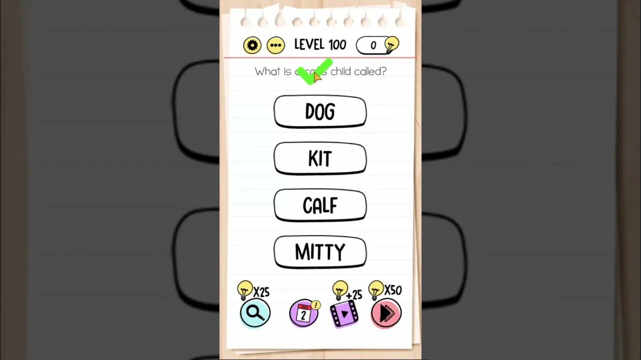 Brain Test Tricky Puzzles Level 100 What is a cat's child called?