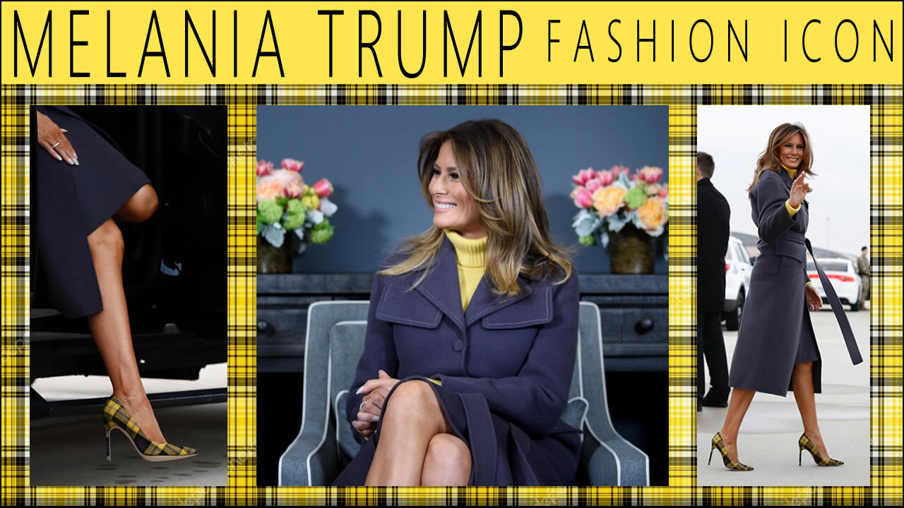 Melania Trump Fashion Icon - BE BEST in Yellow Tartan Stilettos