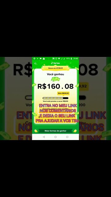 entra no meu link nos comentários e deixa o seu pra cada um se ajudar vamos ganhar 200reais🤯