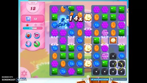 Candy Crush Level 1074 Audio Talkthrough, 2 Stars 0 Boosters