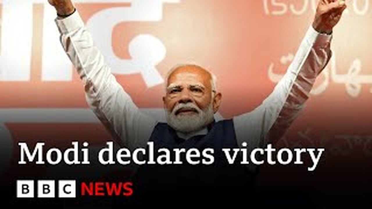 India election: Modi claims victory but mayfall short of outright majority | BBC News
