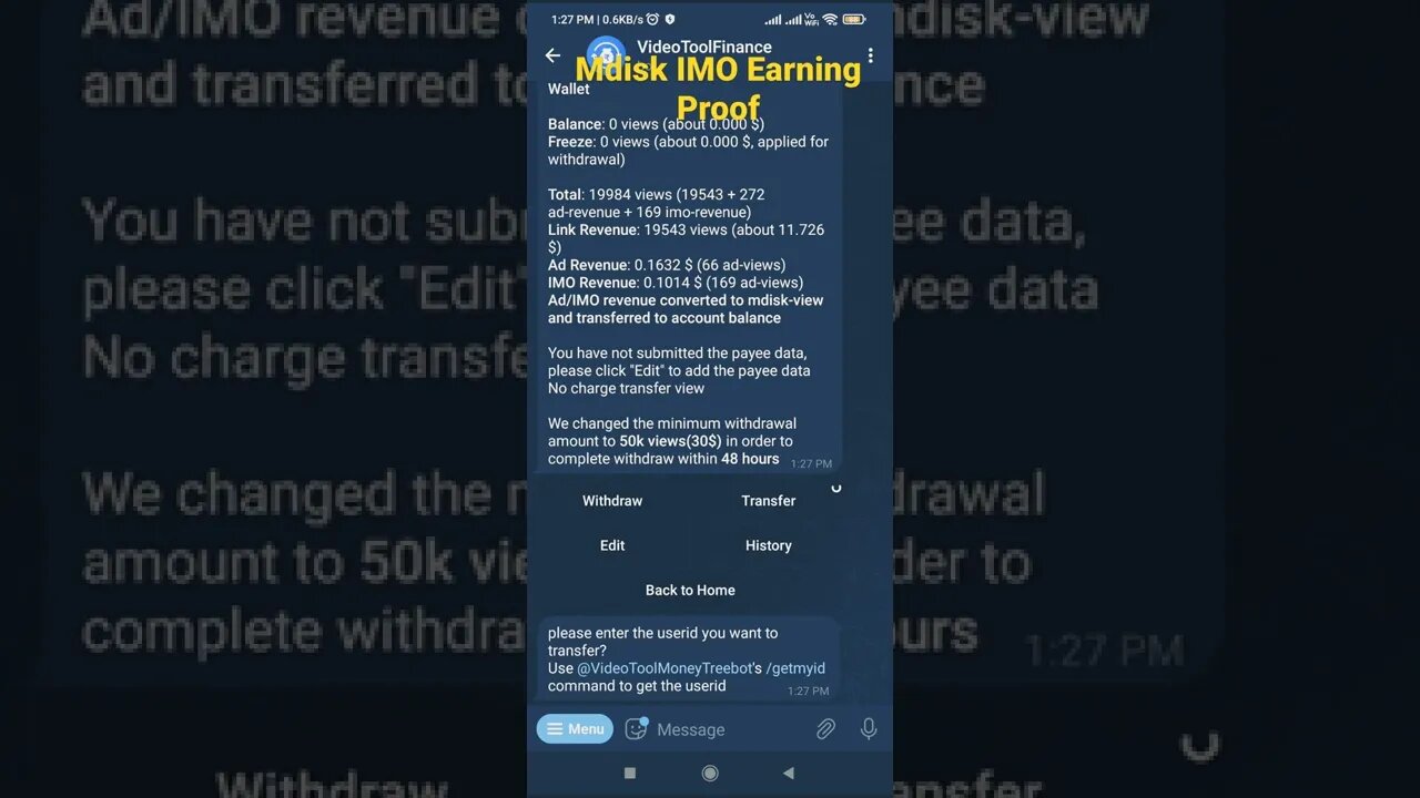 Mdisk #IMO #earning #proof #shorts