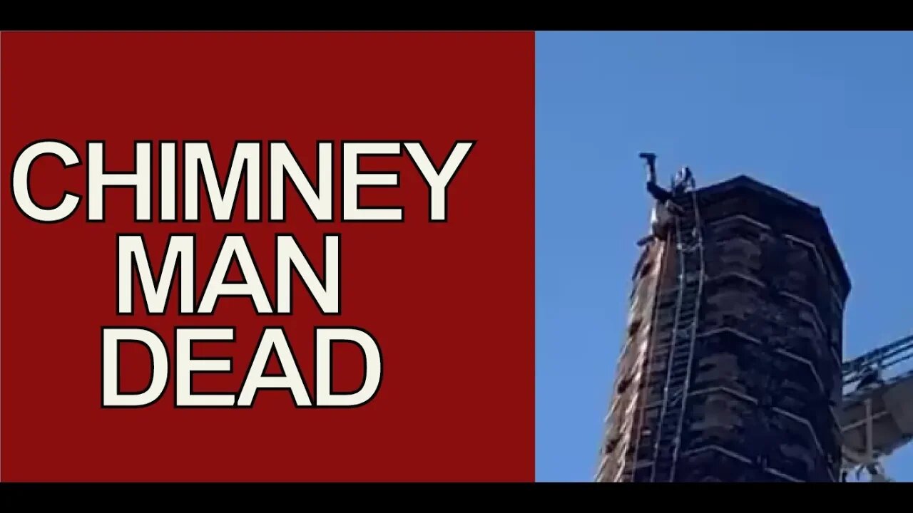 MAN ON CHIMNEY . GLESGA NEWS