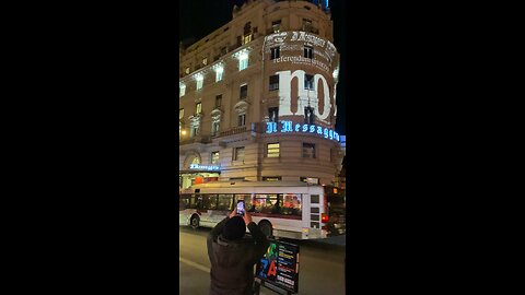 Lit buildings at this intersection