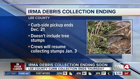 Lee and Collier Counties Irma debris collection ending