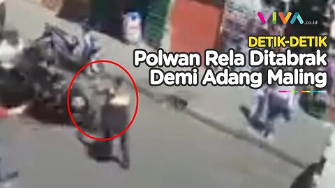 Polwan Terpental Nyaris Tewas Saat Tangkap Maling Berkendara