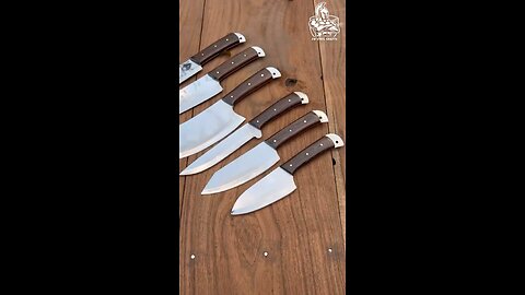 “6-Piece Full-Tang Damascus Steel Chef Knife Set | Handmade High-Polish Kitchen Knives”