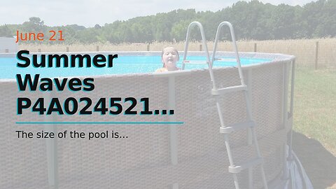 Summer Waves P4A024521 24ft x 52in Elite Round Above Ground Frame Outdoor Swimming Pool Set wS...