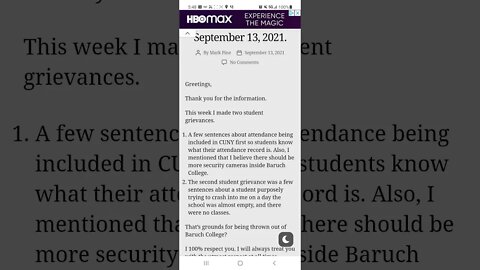Opinion: Emails to Baruch College about being thrown out of school. September 13, 2021.