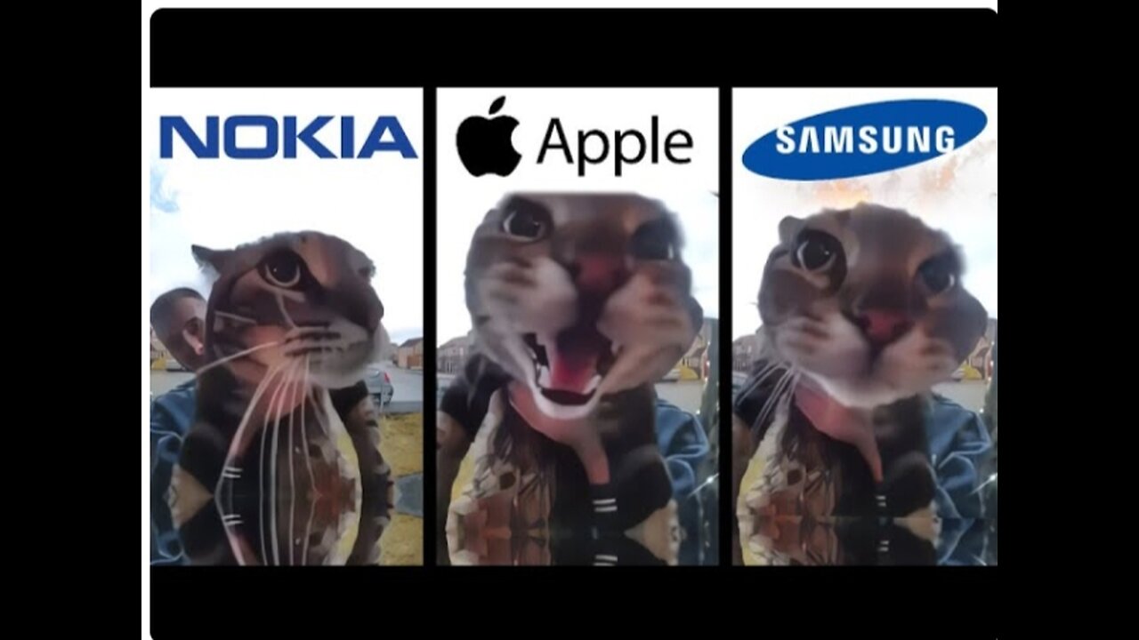 Cat Meows into door camera meme but famous phone ringtones