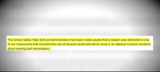 Green Valley High School principal sends apology after lesson included racial and ethnic slurs