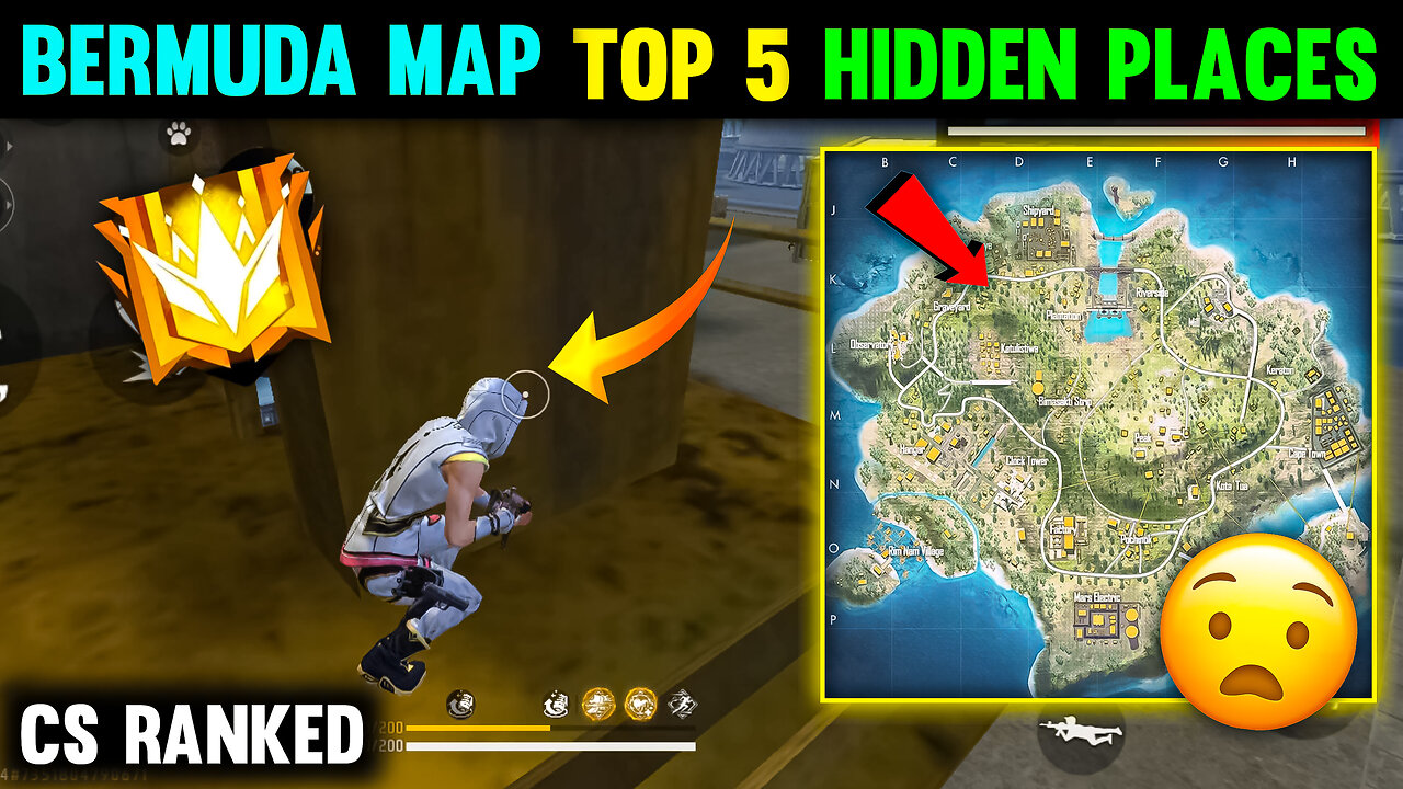 Hidden Places In Free Fire Cs Ranked Bermuda🤫|Best Hidden Places In Cs Ranked|Bot Sanju