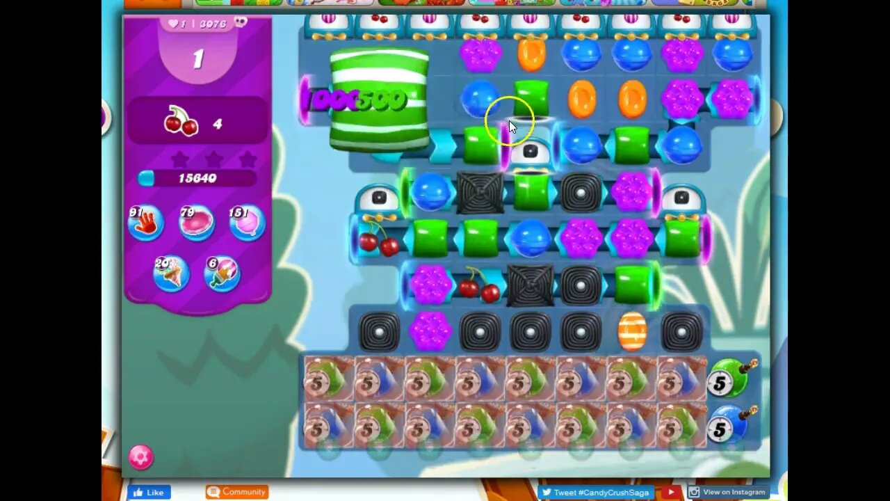 Candy Crush Level 3076 Talkthrough, 11 Moves 0 Boosters