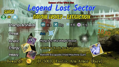 Destiny 2 Legend Lost Sector: Throne World - Extraction on my Strand Titan 9-25-23