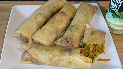 You'll never buy frozen again - Desi Style Vegetarian Spring Rolls - No onion or garlic