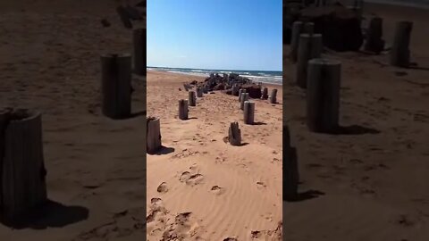 An old destroyed dock at the beach