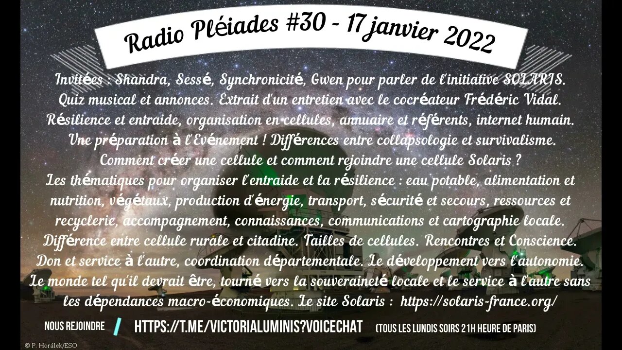 Radio Pléiades #30 - Solaris, entraide et résilience