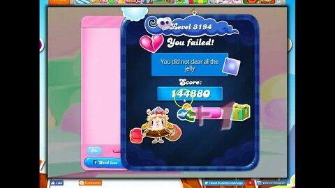 Candy Crush Level 3194 Talkthrough, 22 Moves 0 Boosters