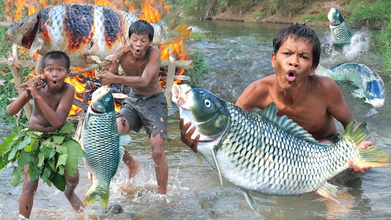 Primitive Technology - Meet Fish In The Lake Catch And Cooking