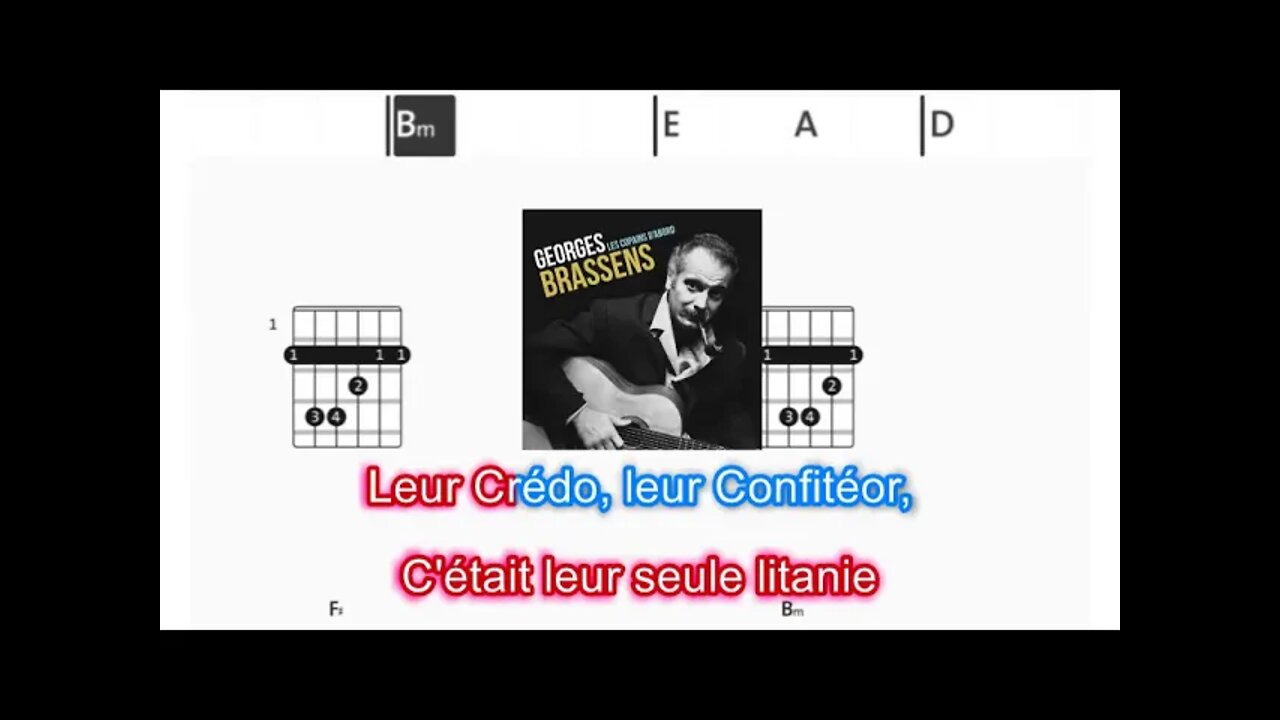 Georges Brassens - Les copains d´abord - (Chords & Lyrics like a Karaoke)