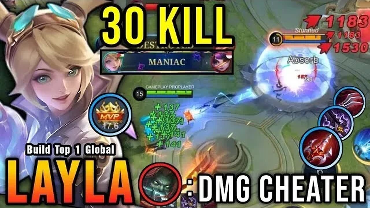 MANIAC! Layla New OP Build (THEY THINK I'M USING CHEAT) - Build Top 1 Global Layla ~ MLBB