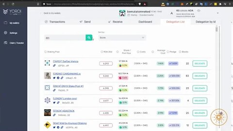 ADA stakelés Yoroi tárcában, pool választással: AdaStarNode (ASN)