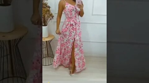 Vestido Feminina Longo Estampado Floral Alça/@shopee