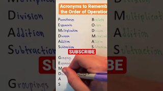 PEMDAS acronym algebra math