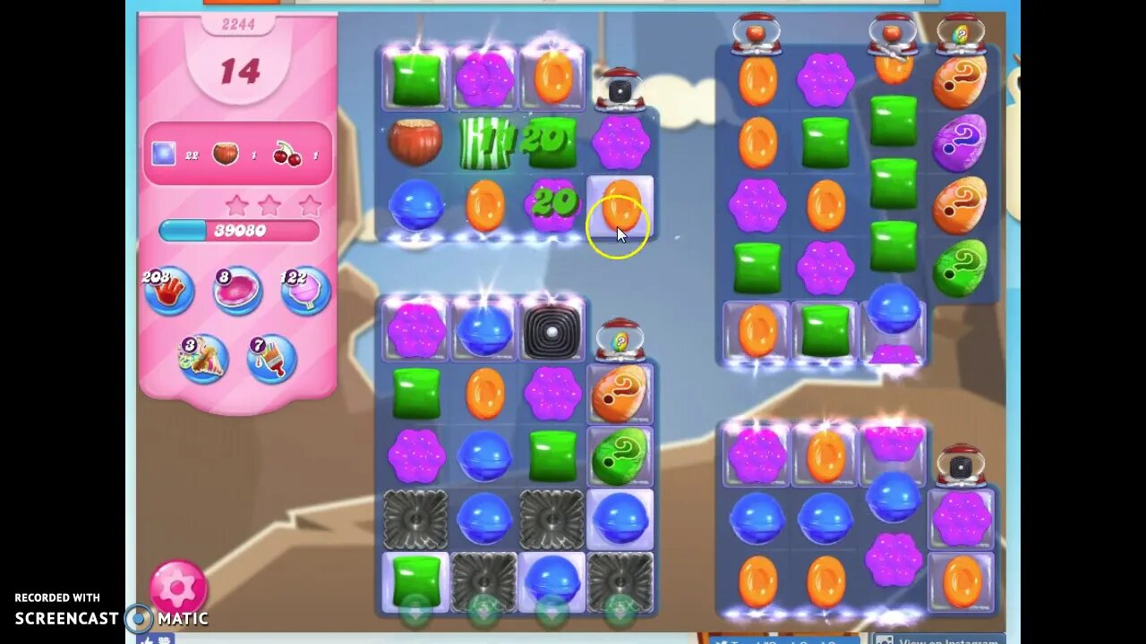 Candy Crush Level 2244 Audio Talkthrough, 2 Stars 0 Boosters