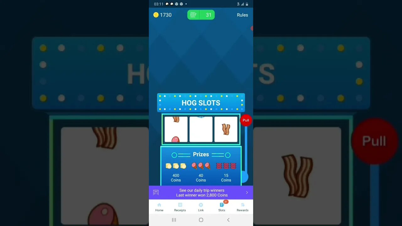 Earning Points With Receipt Hog App, Hog Slots!