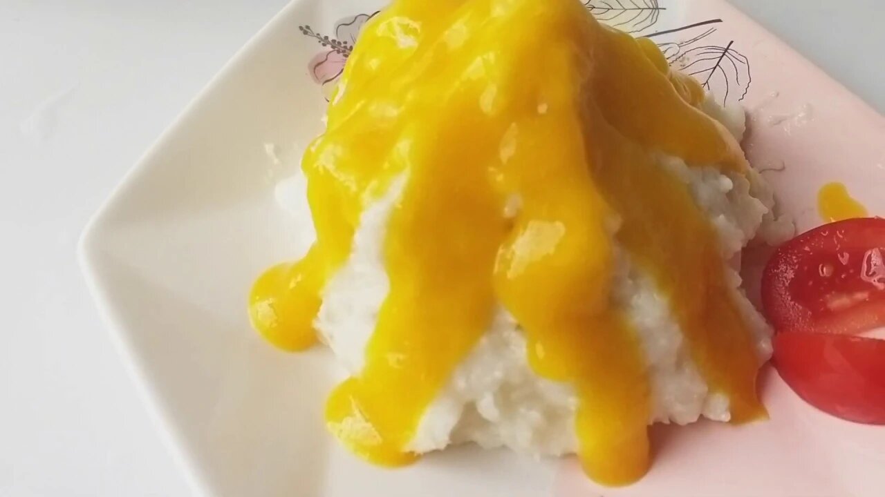 芒果和山药做道甜品,颜值高又好吃,像足了冰淇淋