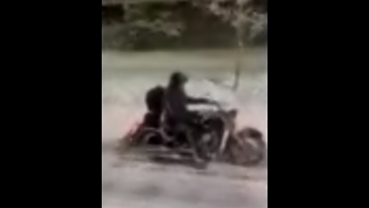 Riding a motorcycle in the snow