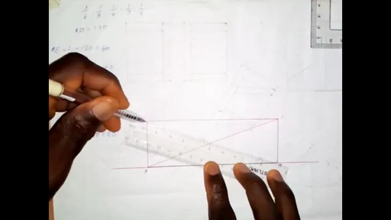 Division of a Given Line into Unequal Parts: 1/6, 1/5, 1/4, 1/3 and 1/2