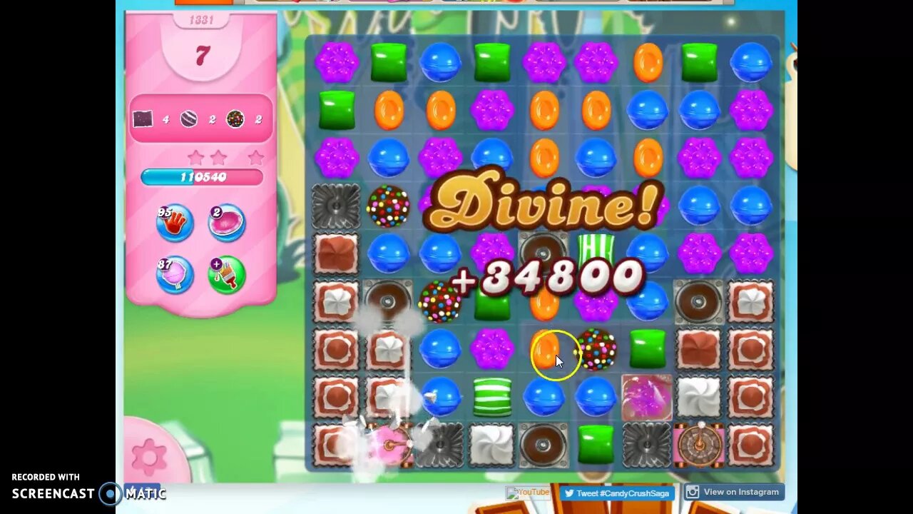 Candy Crush Level 1331 Audio Talkthrough, 2 Star 0 Boosters