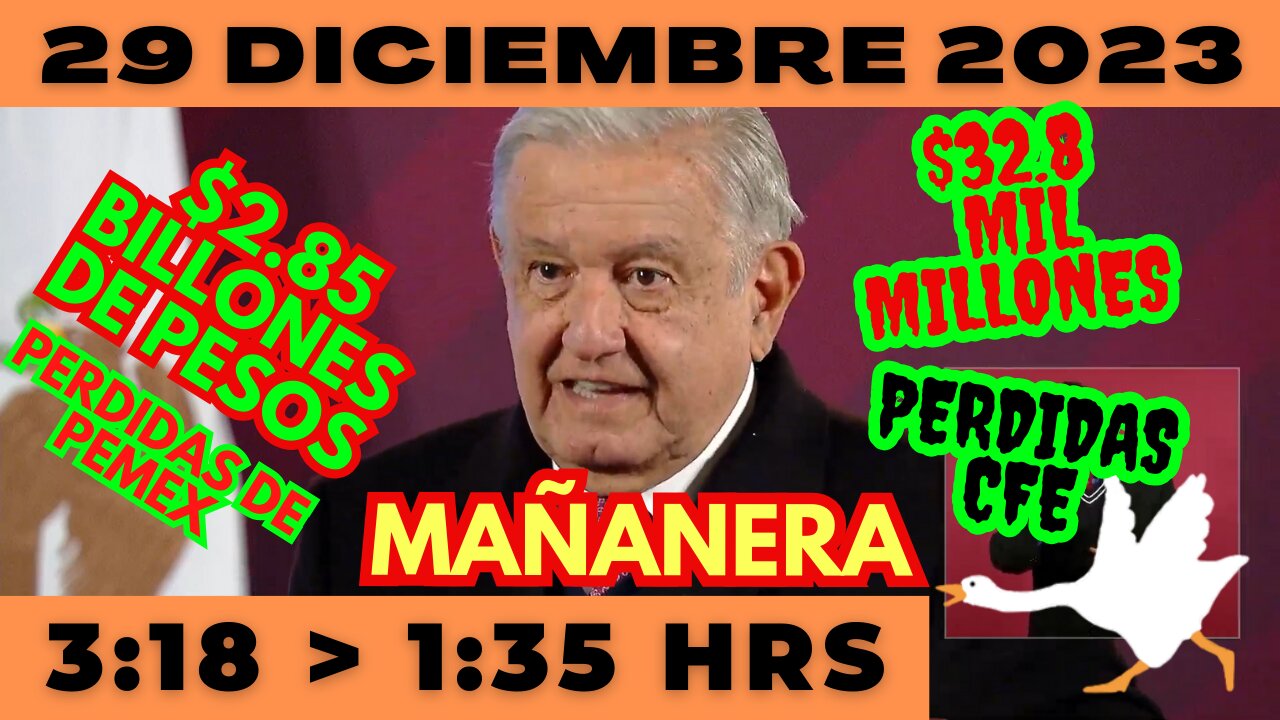 💩🐣👶 AMLITO | Mañanera *Viernes 29 de diciembre 2023* | El gansito veloz 3:18 a 1:35.