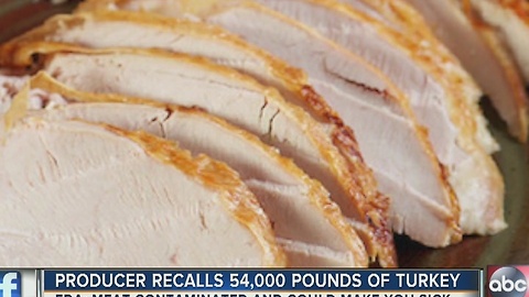 Producer recalls 54,000 pounds of turkey