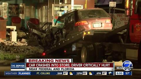 Driver seriously hurt after crashing into nail salon at high speed