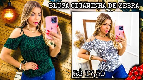 Blusa Ciganinha De Zebra Cores Novas/@shopee