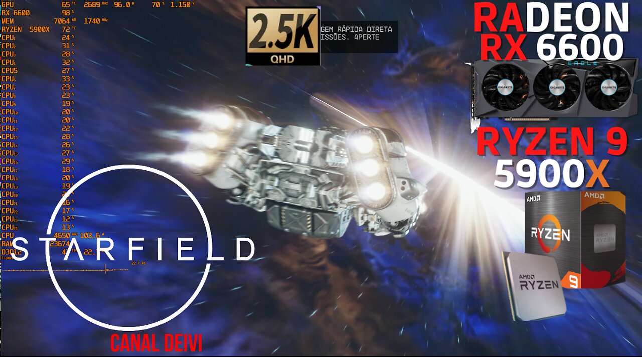 Starfield RX 6600 + R9 5900X + 32GB RAM CL16 Teste/Gameplay