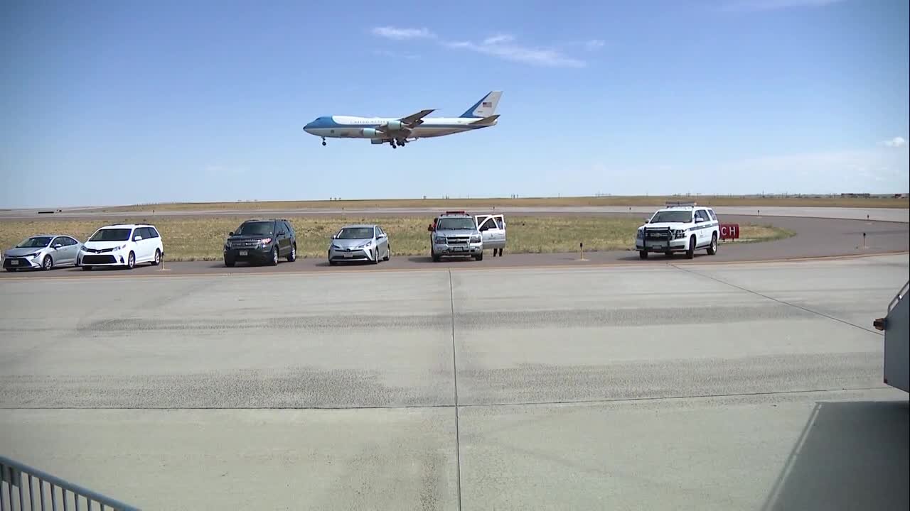 Air Force One arrives at Denver International Airport