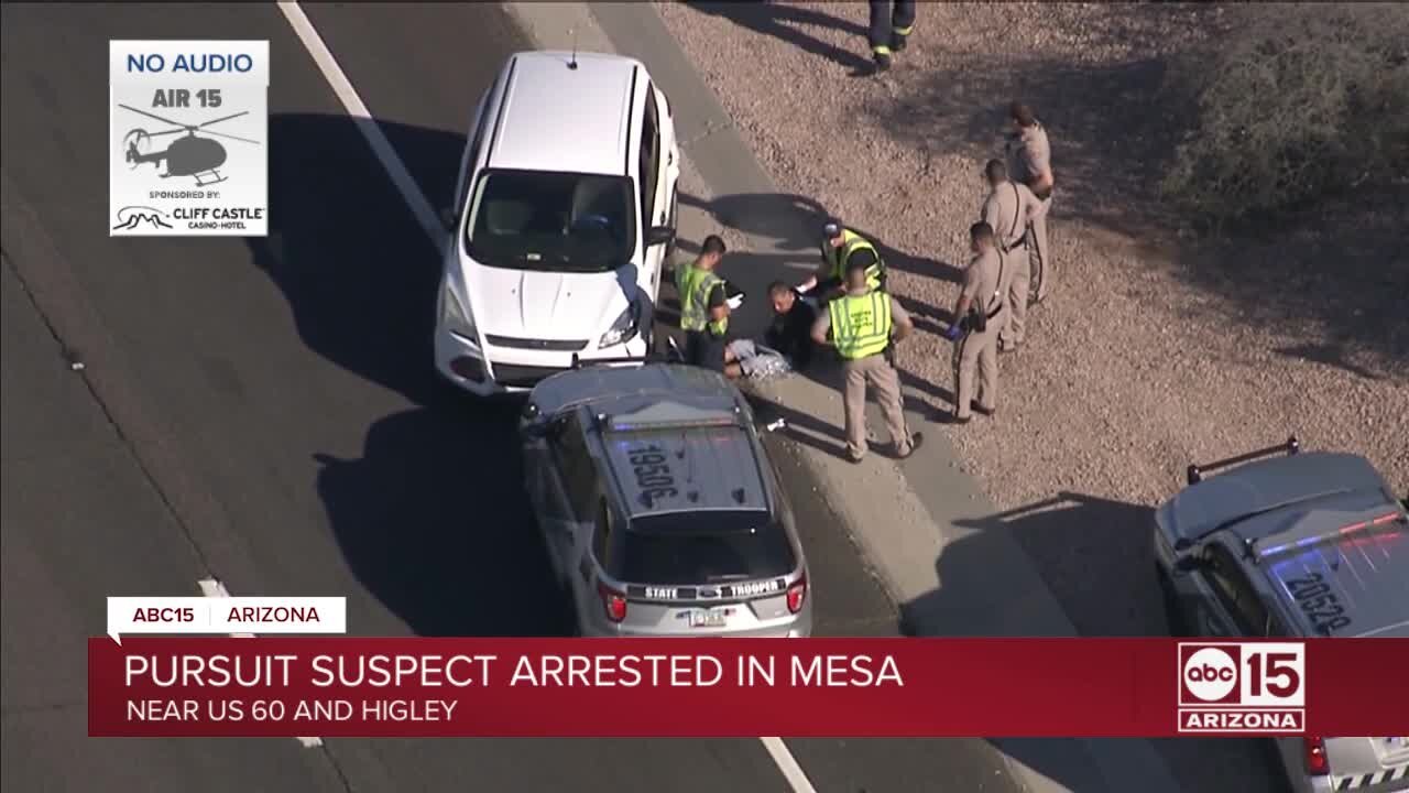 Pursuit suspect arrested in Mesa