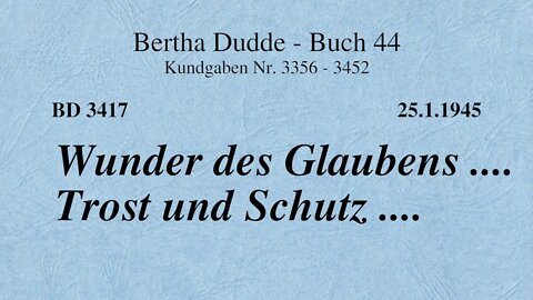 BD 3417 - WUNDER DES GLAUBENS .... TROST UND SCHUTZ ....