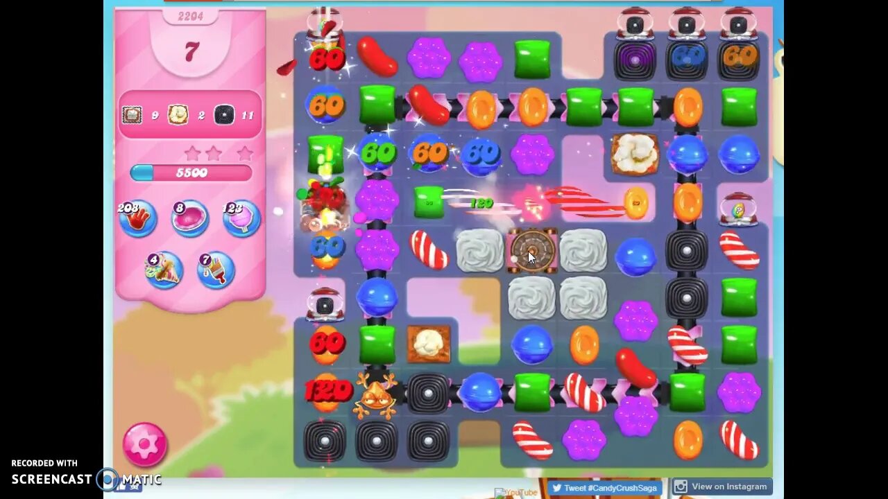 Candy Crush Level 2204 Audio Talkthrough, 2 Stars 0 Boosters