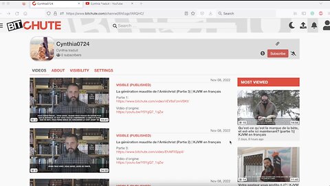 Mise à jour sur la chaine Bitchute