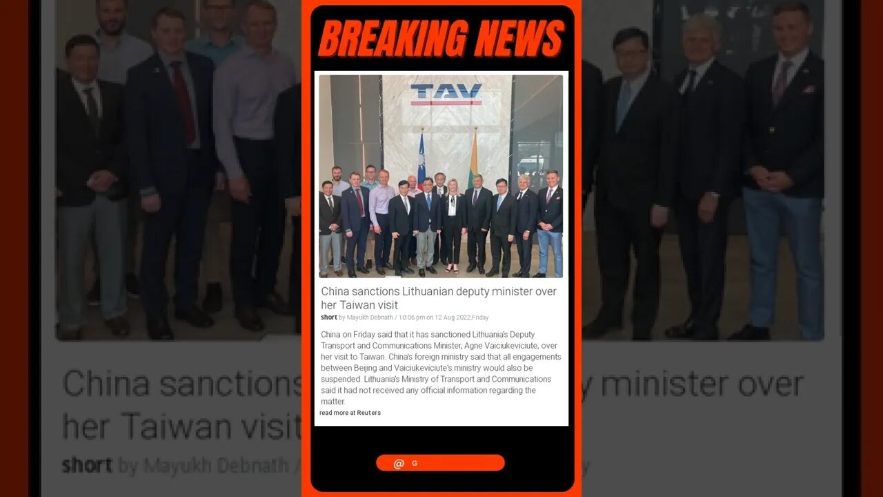 Breaking News: China sanctions Lithuanian deputy minister over her Taiwan visit #shorts #news