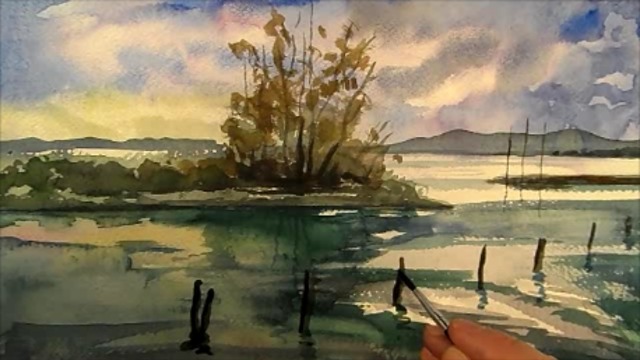 Beautiful landscape portrait in watercolor