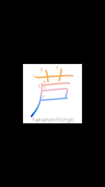 芦 - ashi - reed/bullrush - Learn how to write Japanese Kanji 芦 - hananonihongo.com