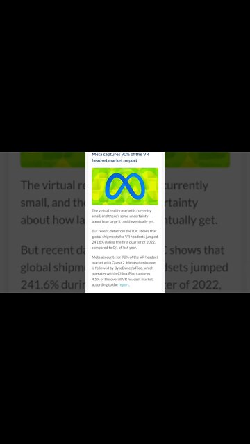 Meta Captures 90% Of the VR Headset Market #cryptomash #cryptomashnews #cryptonews #meta