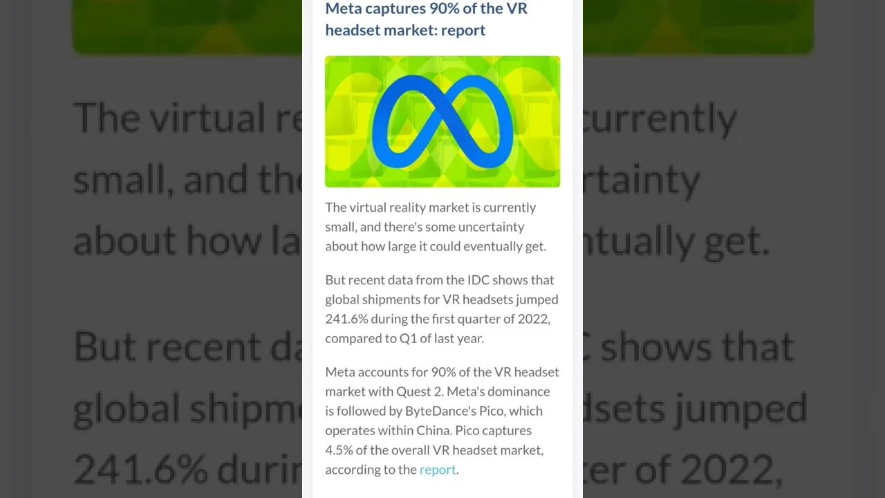 Meta Captures 90% Of the VR Headset Market #cryptomash #cryptomashnews #cryptonews #meta