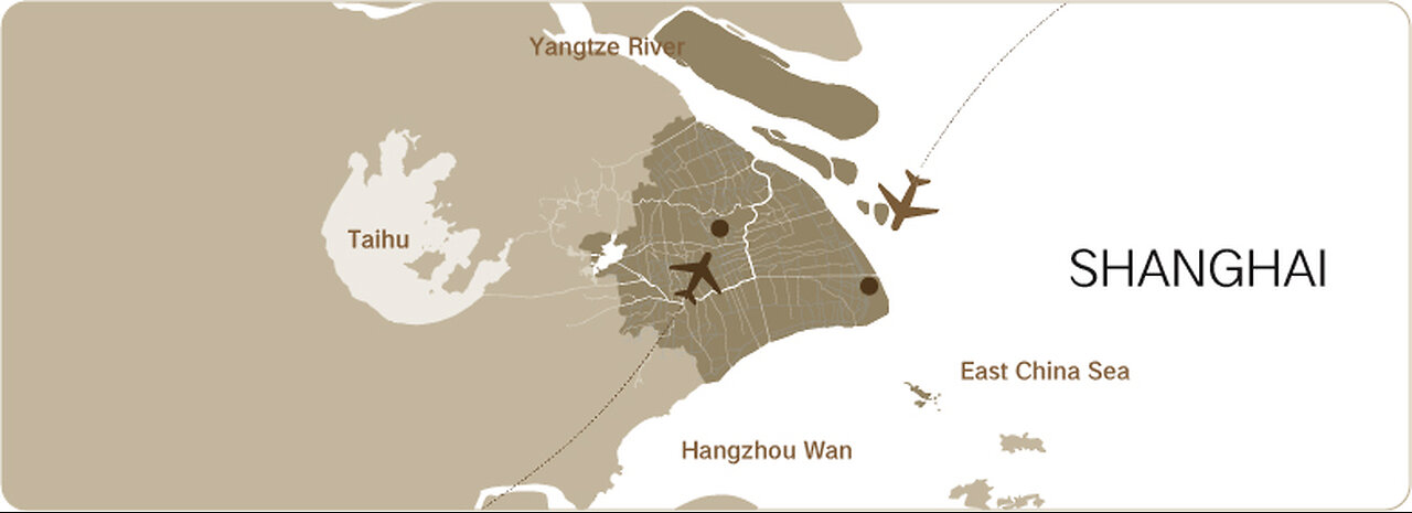 Shanghai literally means the city by the sea. , on the west shore of the Pacific Ocean